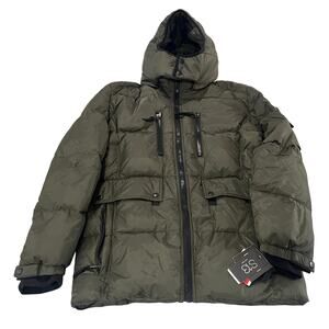 *R48 S13 Men's Ashton Mid Length Puffer Jacket Olive-Green Small